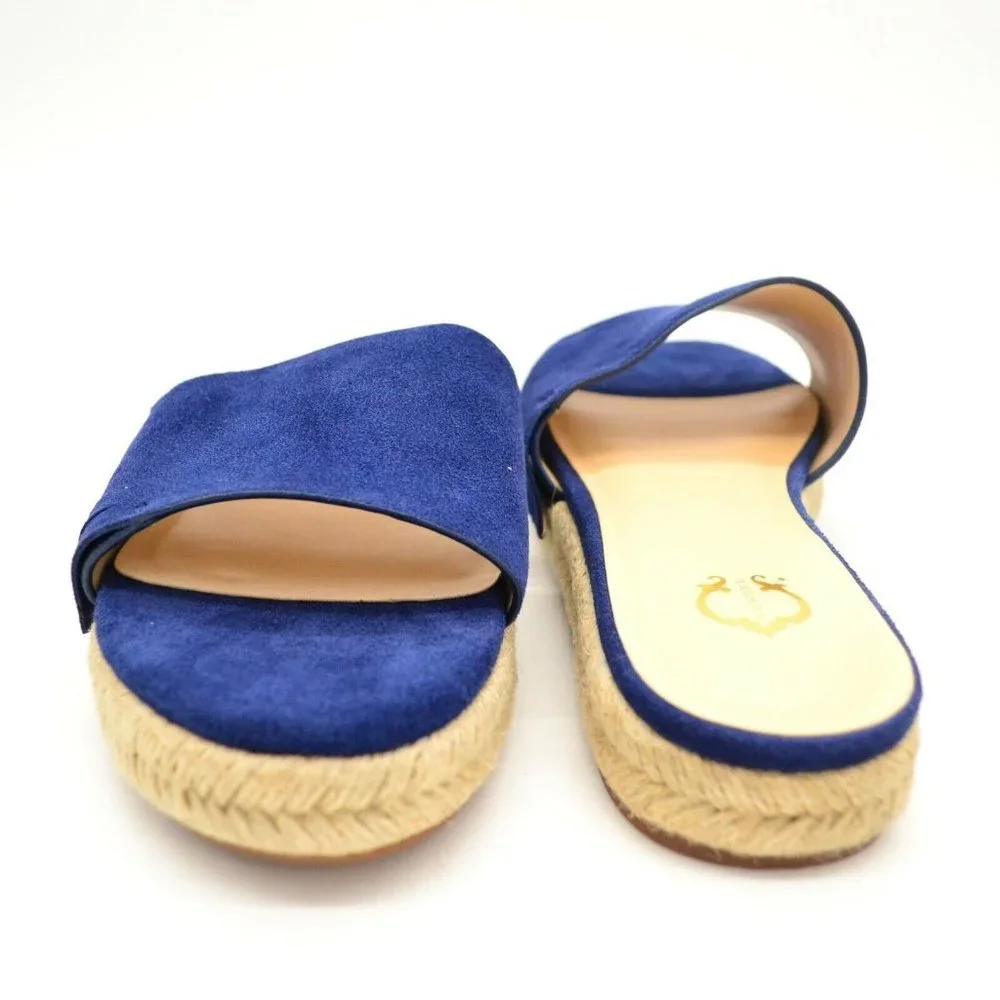 C Wonder Women Tabitha‎ Espadrille Slide Sandals Sz 5.5M Navy Suede Cushion NEW
